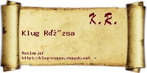 Klug Rózsa névjegykártya